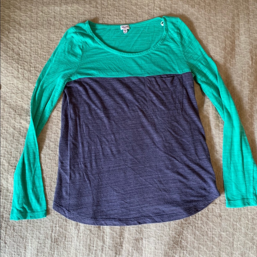 Two tone soft long sleeve shirt